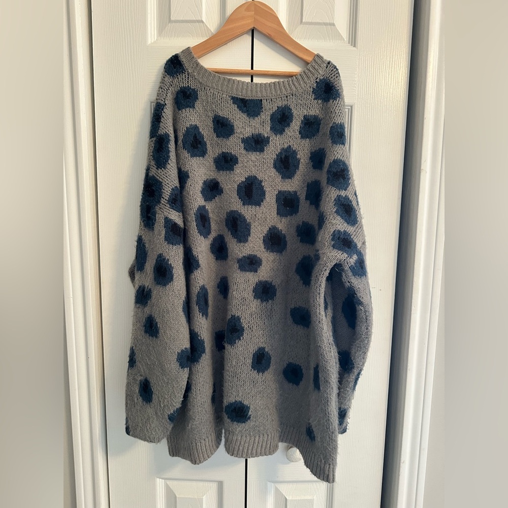 Lee Gray and Navy leopard Dot Sweater